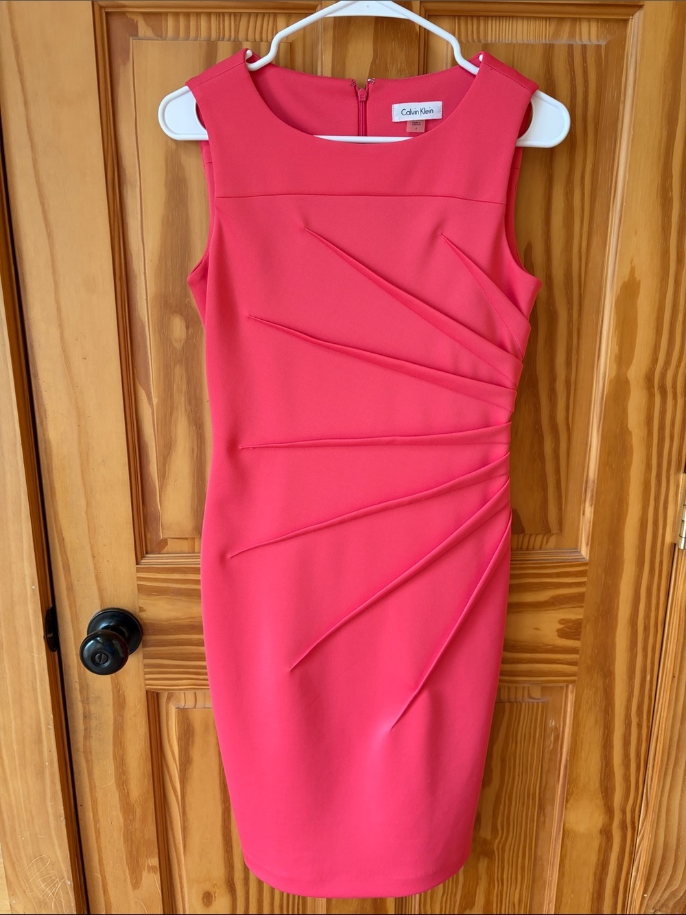 Calvin Klein Sleeveless Coral-Pink Sheath Dress